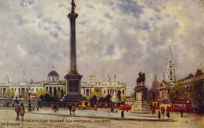 Trafalgar Square en de Nationale Galerie door Alfred de Breanski